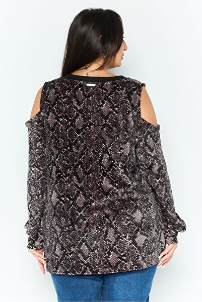 Michael Kors Women Round Neck Long Sleeves All Over Print Top, Black