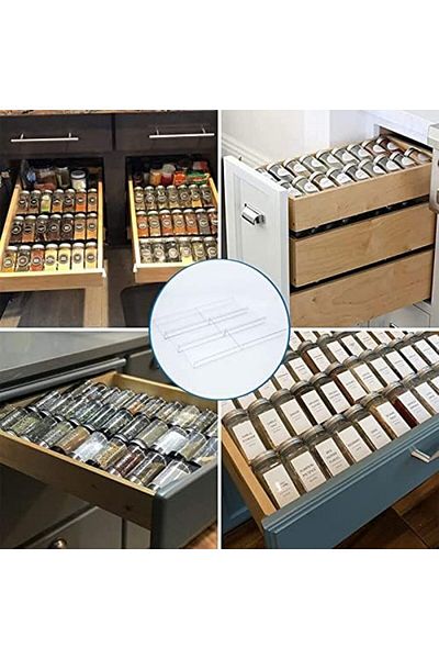Generic 6 Pcs Clear Acrylic Spice Drawer Organizer, Expandable Rack Tray for Small Kitchen Drawers
