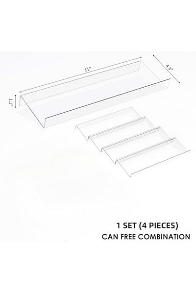 Generic 11" Clear Acrylic Spice Drawer Organizer, 4-Tier Seasoning Rack Tray for Kitchen Cabinet