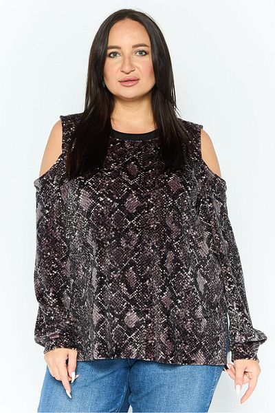 Michael Kors Women Round Neck Long Sleeves All Over Print Top, Black
