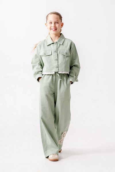 HAUSEkids 4-15 Years Empire Gupiure Girl's Suit-Green