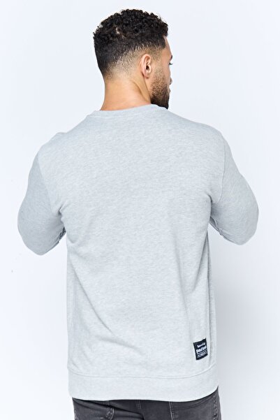 PAUL FRANK Men Crew Neck Printed Long Sleeve Sweatshirt, Heather Grey