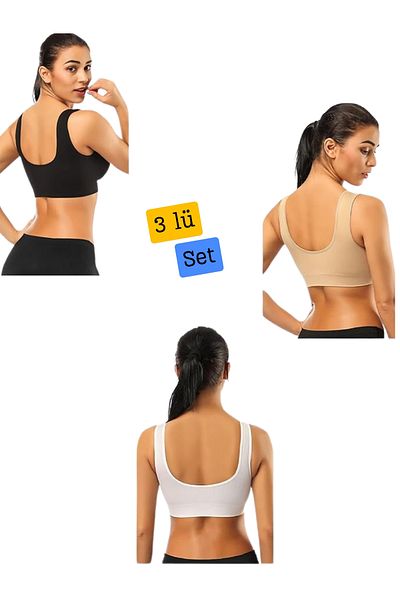 EMBA KORSE 3 Pack Chest Enhancer Thick Strap Non-Padded Bra Corset Sports Bra Bustier Half Tank Top