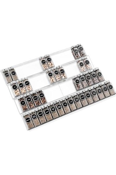 Generic Clear Acrylic 4-Tier Spice Drawer Organizer, 2-Pack Expandable Rack for Kitchen Drawer/Countertop