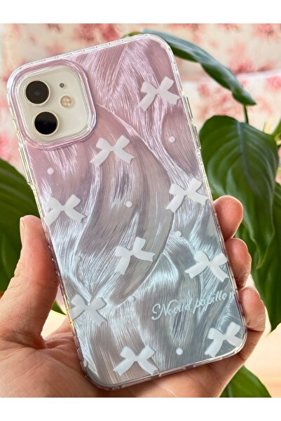 Fibaks iPhone 12/12 Pro Case Shiny Hologram Bow Pattern Shock Absorbing Camera Protruding Colorful Silicone