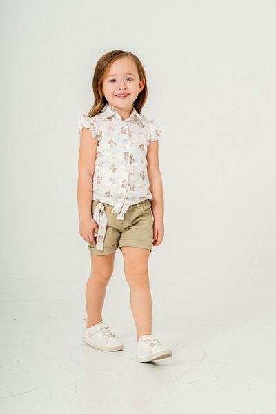 HAUSEkids 6-9 Years Old Happy Girl's Set with Teddy Bear-Khaki