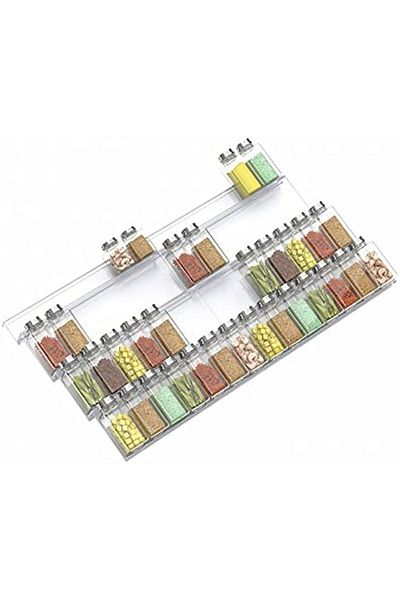 Generic Adjustable Clear Acrylic 4-Tier Spice Rack Tray, Expandable Drawer Organizer, 2-Pack