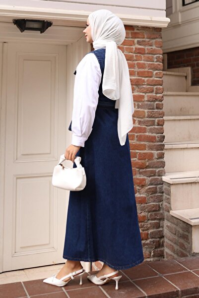 Modamihram Ζώνη Λεπτομερή τζιν Gilet Σκούρο Μπλε 19246