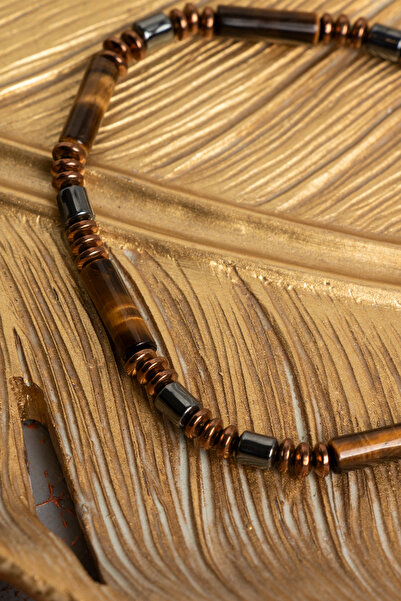 ÇAKRA DOĞAL TAŞ Sertifikalı Kaplan Gözü ve Hematit Doğal Taş Bileklik