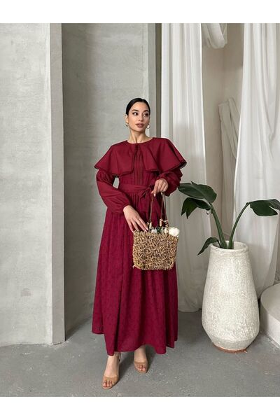 ZF BUTİK Φόρεμα με δαντέλα με γιακά μανδύα