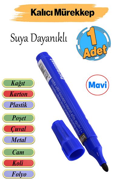 Badem10 Permanent Dead End Parcel Pen Waterproof Marking Marking Blue Pen Metal Glass Sack 1 Piece