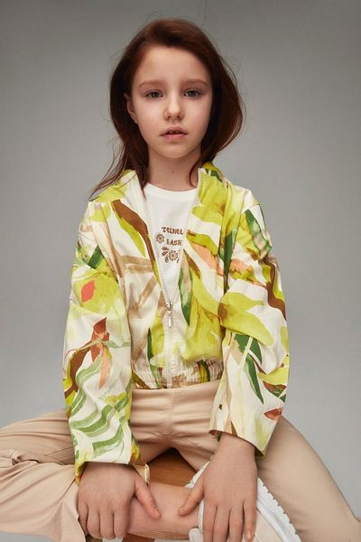 HAUSEkids 8-14 Years Old Painter Macaw Cream Girl's 3-Piece Set - Acid Green
