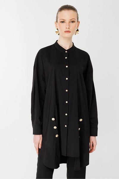 Ghisa Black Judge Collar Tunic