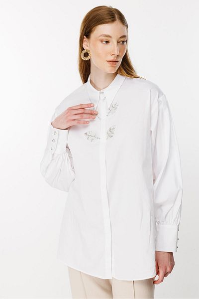 Ghisa White Tunic - Embroidered Detail