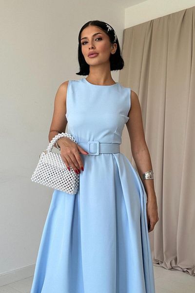 modaserdem Rochie evazată cu guler Halter Baby Blue