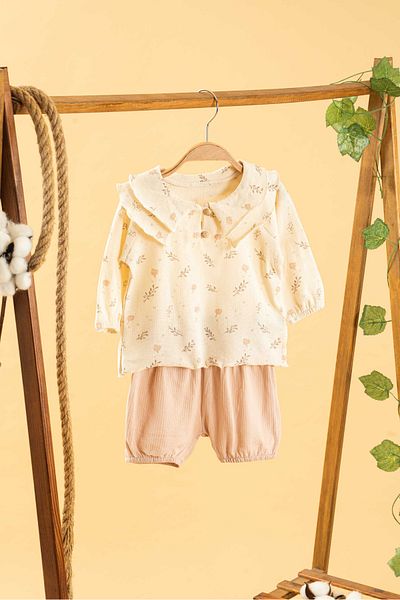 bombe Girl Boy Baby Kids Lilac Shorts 2-Piece Comfortable Set Cotton Trend Fashion Bottom Top Set
