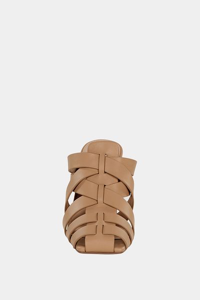 Katy Perry The Puebla Fisherman Mule Women's Tan Strappy Heeled Slippers