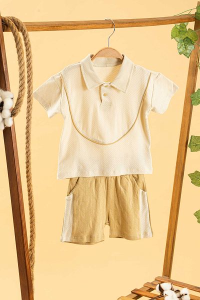 bombe Girl Boy Baby Kids Cream Comfortable 2-Piece Set Cotton Trend Fashion Bottom Top Set