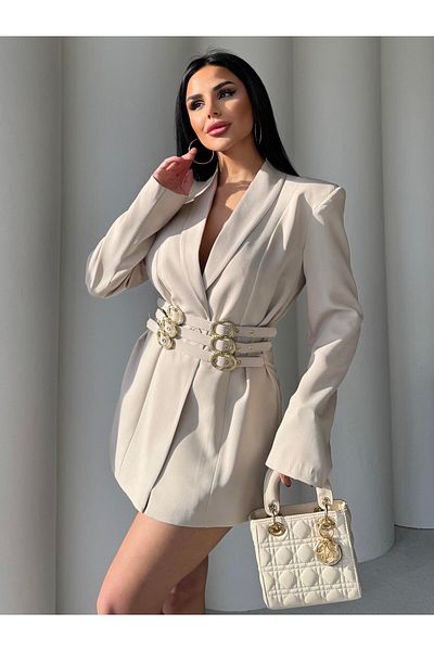 buqre's moda Season Padded Design Jacket with Belt Detail at the Waist