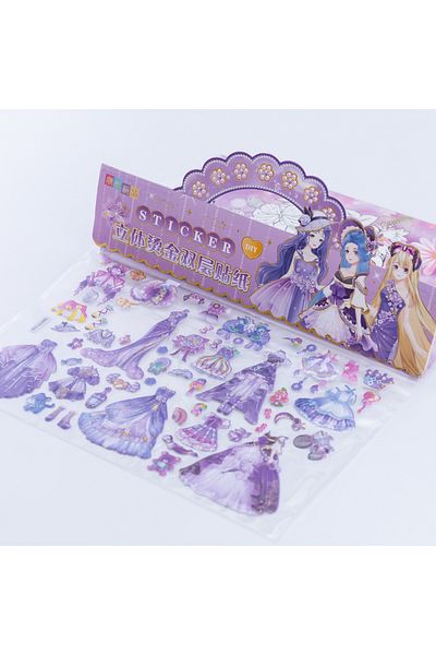 Bimotif Embossed Adhesive Princess Sticker, Lilac 2 Sheets