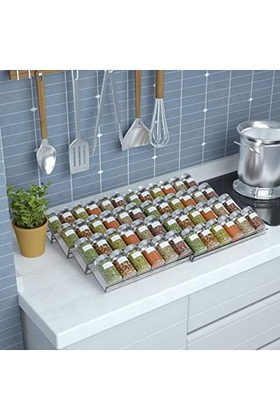 Generic Adjustable Clear Acrylic 4-Tier Spice Rack Tray, Expandable Drawer Organizer, 2-Pack