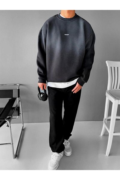 ablukaonline Men's Black Sweatshirt - Comfortable Fit, Round Neck and Printed