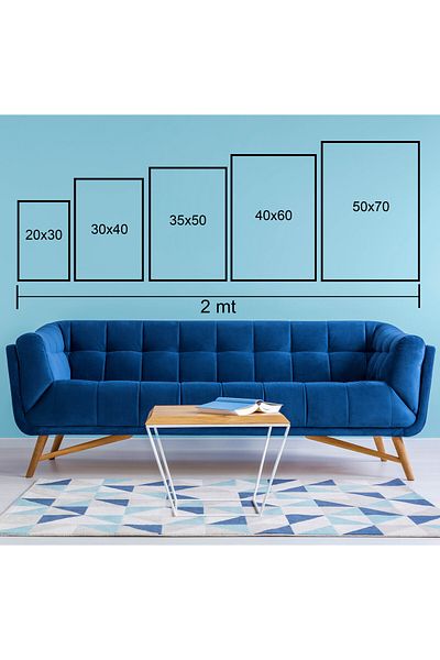 bestablo Σετ Ξύλινο Σετ Ζωγραφικής Navy Blue Boho με πλαίσιο 3 τεμαχίων Bestablo