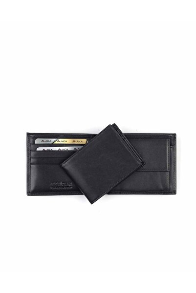 Aka Deri Men's Leather Black Wallet 620-12