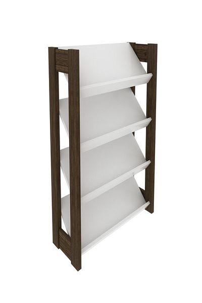 pilati 4-Shelf Shoe Cabinet for Living Rooms and Home, White with Brown