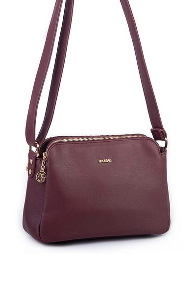 Getcho Geantă de damă Bonny Burgundy Crossbody Dimensiune mică Piele moale ușoară Fermoar reglabil cu mai multe compartimente