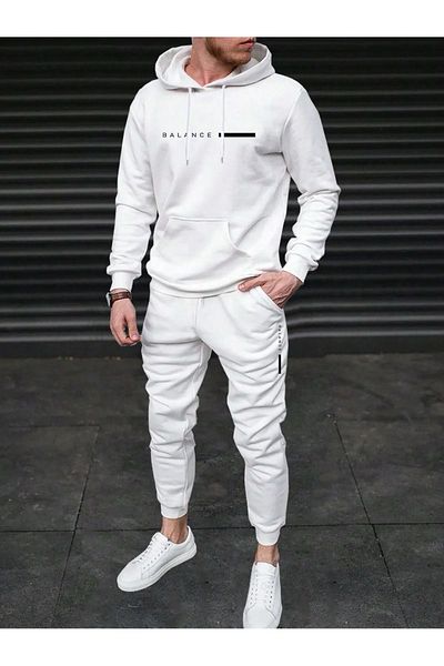 NO 601 Ανδρικό σετ φόρμας White Balance Hooded White