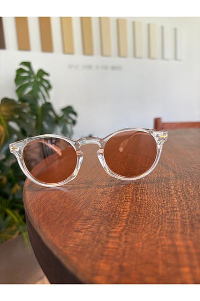 funeyes Yumy Round Unisex Sunglasses Transparent Frame Salmon Glass Trend Color