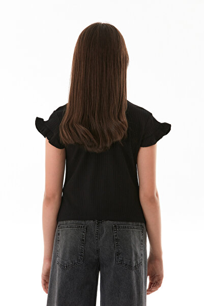 Fulla Moda Κοριτσίστικο κορμάκι με κορδόνι με βολάν μπροστά από Lycra