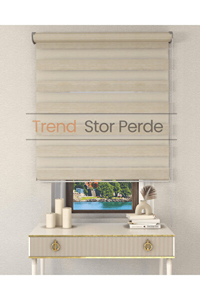 TREND STOR PERDE Sütlü Kahve Etek Dilimsiz Zebra Stor Güneşlik Perde