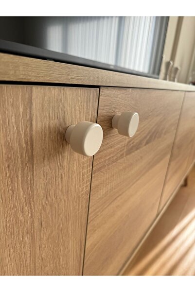 Sienta Home Decorative Natural Wooden Round 4-Piece Cabinet Handle White