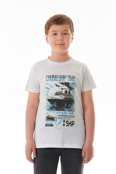 Fulla Moda Μπλουζάκι για αγόρι 100% Cruise Ship Time Printed