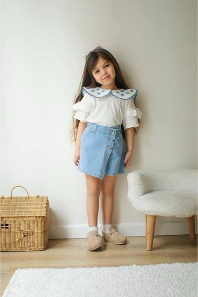 KOKOŞ BEBEK Girl's Suit with Shorts and Skirt