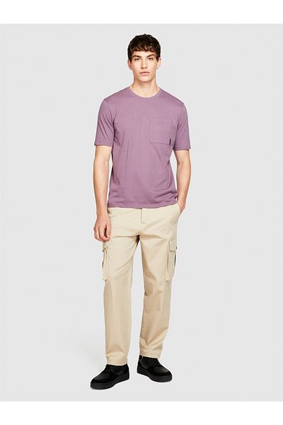 Sisley 100% Koton Regular Fit T-shirt με τσέπες Ανδρικό μωβ μπλουζάκι - 323a3096s1033