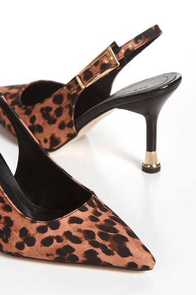 MFT AYAKKABI Women's Leopard Patterned Style Heeled Evening Dress Shoes