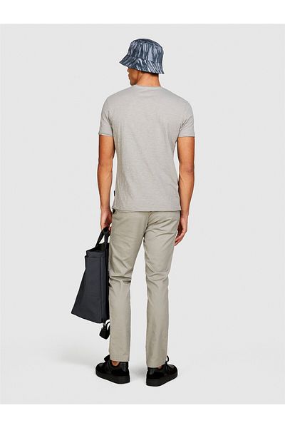 Sisley %100 Koton Slim Fit Slub T-Shirt Men's Black T-Shirt - 323A3Yr7S101K