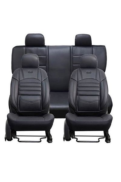 Deluxe Boss Set Huse Scaune Deluxe Boss, piele ecologica, negru, 11 piese