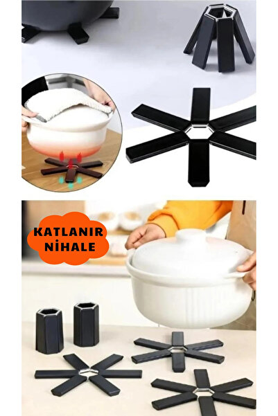 bluvex Katlanabilir Isıya Dayanıklı Silikon Nihale Kaymaz Tencere Altlığı