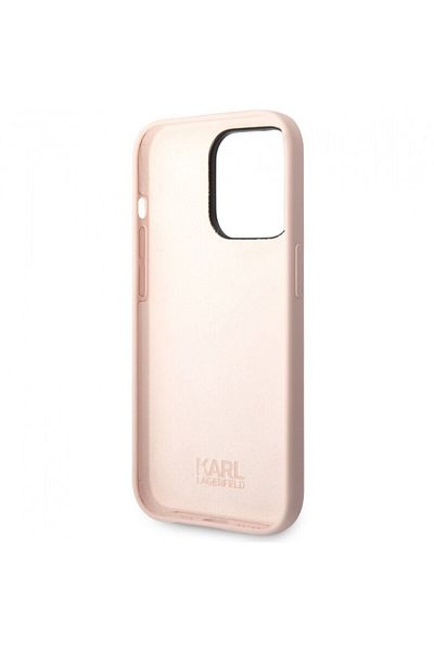 Karl LagerfeId Husa din silicon lichid Karl Lagerfeld si Choupette iPhone 14 Pro Max roz