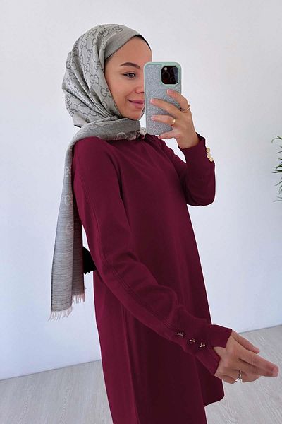 Ka Hijab Ένα Φόρμα Sparkly Mercerized Tunic - Claret Red