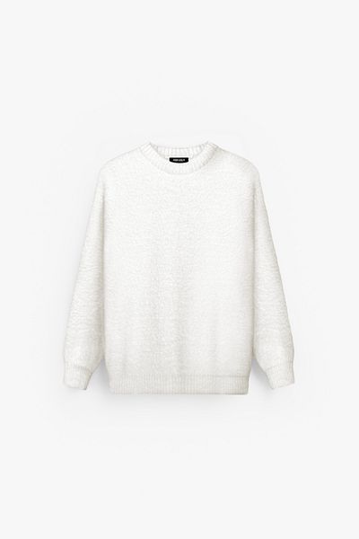 ablukaonline Unisex Oversize Textured Sweater Ecru