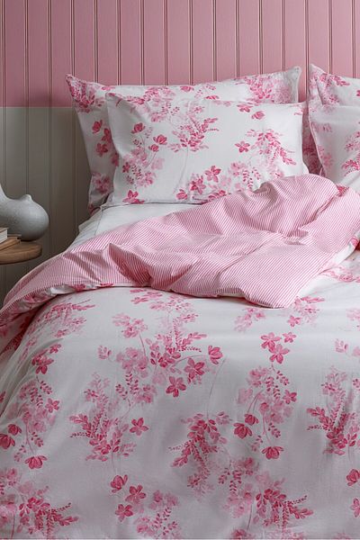 Leruum London طقم غطاء لحاف كبير الحجم غطاء لحاف زهري وردي 2 طقم غطاء وسادة 240 × 220 مزدوج الجوانب