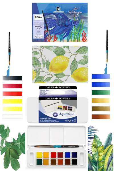 arttone Alex Schoeller Art Suluboya Defteri 300gr A5 12 Yaprak Daler Rowney Aquafine Sulu Boya Set