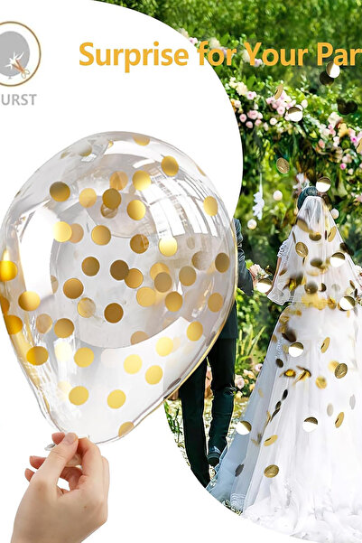 Parti dolabı 10Pcs Gold Confetti Transparent Balloon Set Gold Metalized Shiny Balloon Sequin Balloon Set
