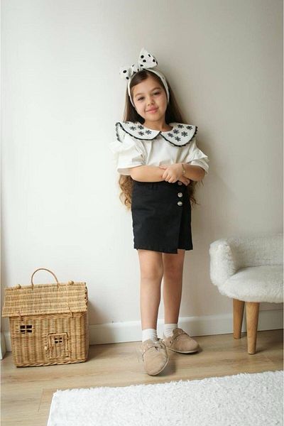 KOKOŞ BEBEK Girl's Suit with Shorts and Skirt