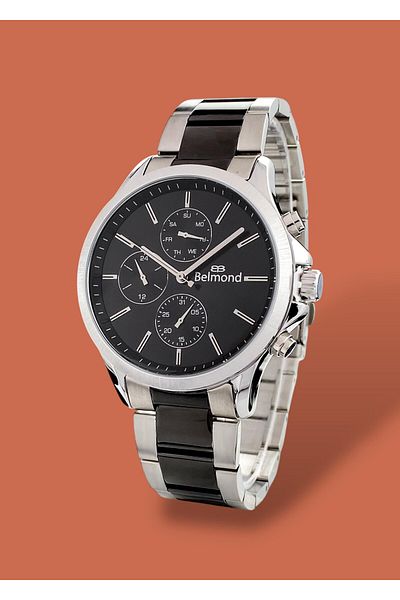 Belmond Original 2 Years Warranty Functions Active 5 Atm Waterproof Silver Black Color Steel Cord Men